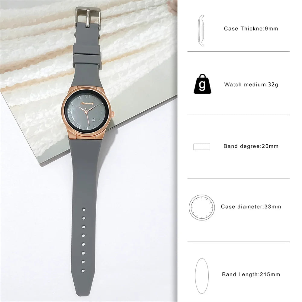 “Simple Roman Numerals Quartz Watch, Casual Silicone Strap, Stylish Ladies’ Wristwatch.”