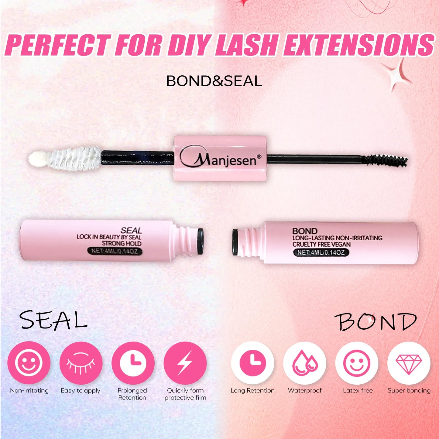 “200 pcs eyelash clusters with bond and seal glue, DIY lash extension kit.”