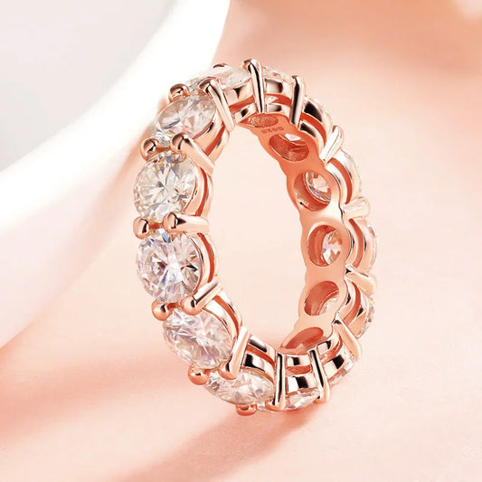 “Rose Gold Color Moissanite Rings 3-5mm Women Wedding 925 Sterling Silver Jewelry.”