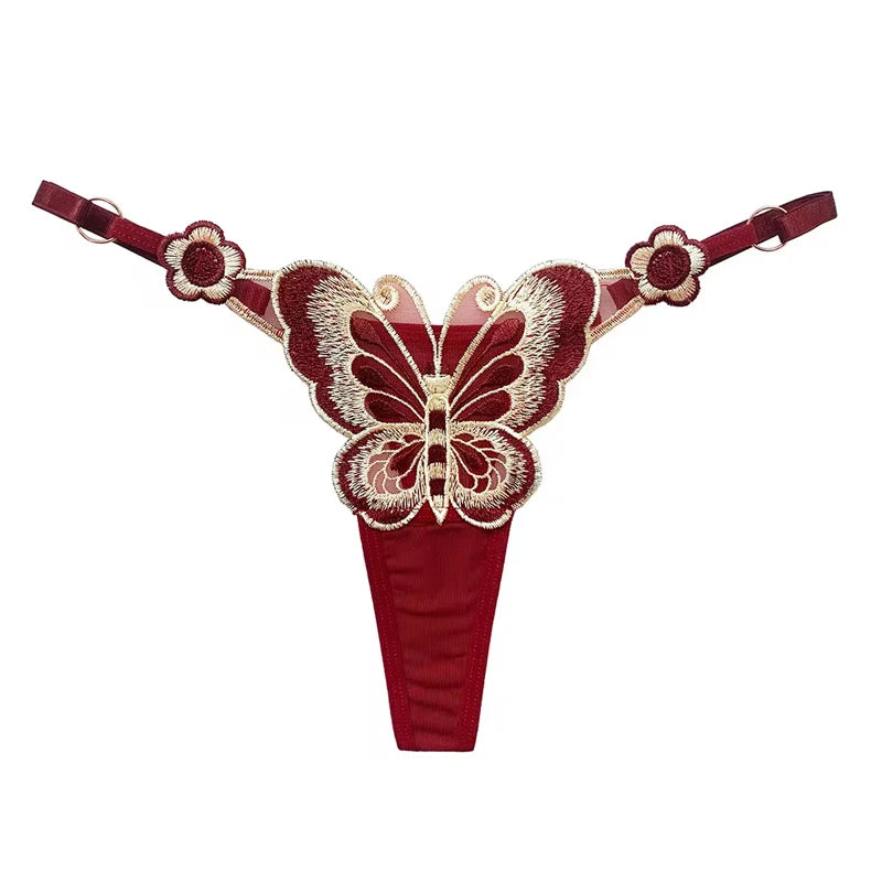 “Sexy Lace Butterfly Thong - Transparent Mesh Low Waist G-String for Women.”