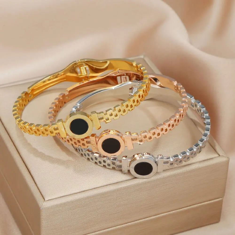 “Men’s Women Roman Digital Stainless Steel Bracelet Perfect for Date Party Gifts”