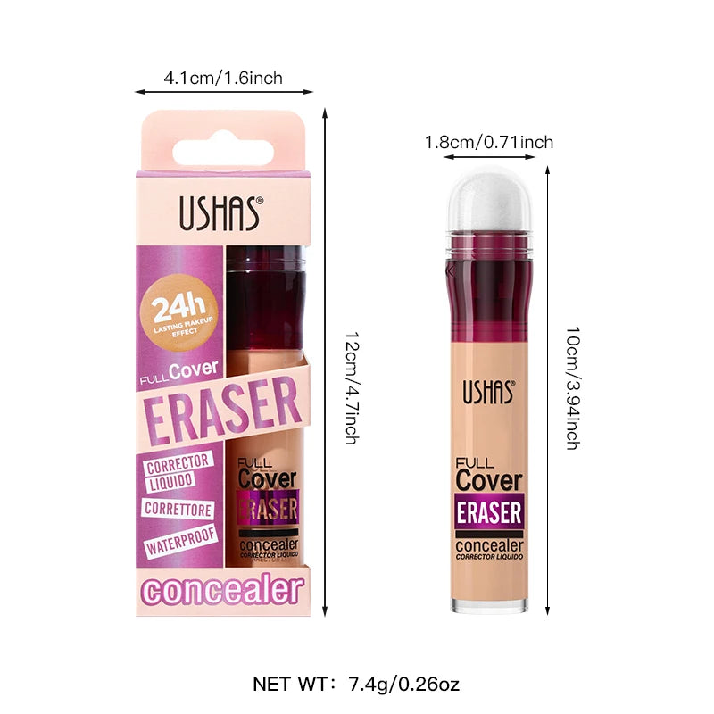 “Liquid concealer with sponge applicator, lightweight, moisturizing, multi-use, and long-lasting coverage.”