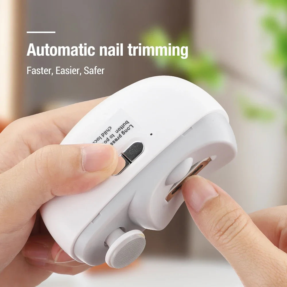 “Rechargeable electric nail clipper with grinding, polishing, light—automatic trimmer.”