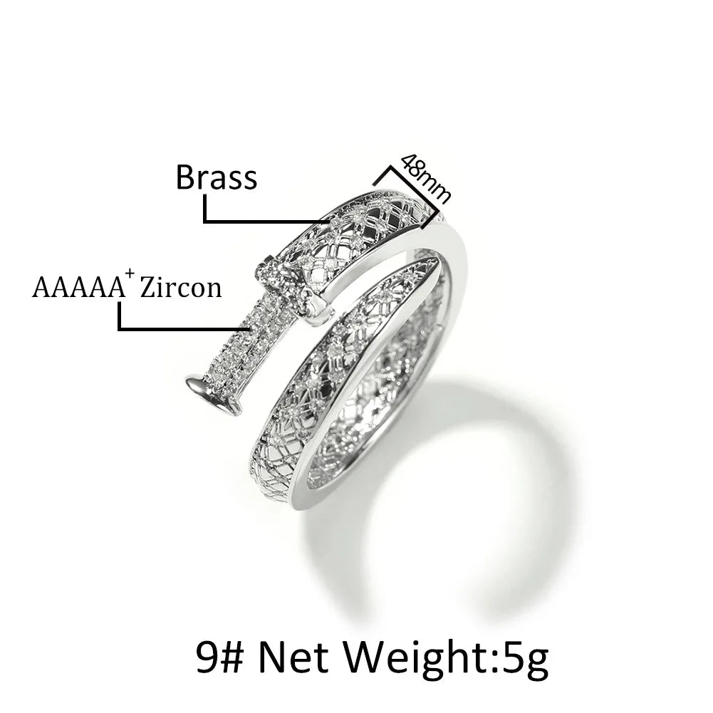 “Snake Ring – Micro Inlaid Zircon, Simple Design, Fashion Index Finger Ring for Women” - Dazzory
