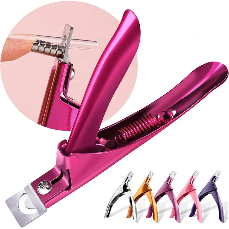 “Professional Stainless Steel Nail Cutter U-Type Acrylic Fake Nail Trimmer”
