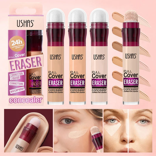 “Liquid concealer with sponge applicator, lightweight, moisturizing, multi-use, and long-lasting coverage.”