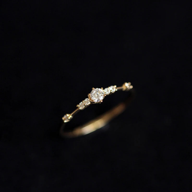 “925 Sterling Silver Ring: 14K Gold, Pavé Crystals, Elegant Wedding Jewelry.”