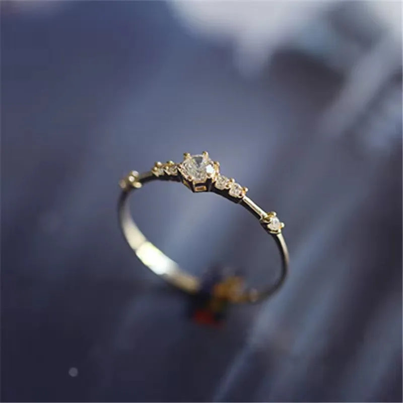 “925 Sterling Silver Ring: 14K Gold, Pavé Crystals, Elegant Wedding Jewelry.”