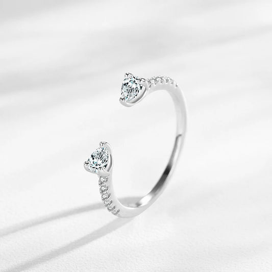 “925 sterling silver adjustable water drop ring, dazzling CZ, perfect for gifts.”