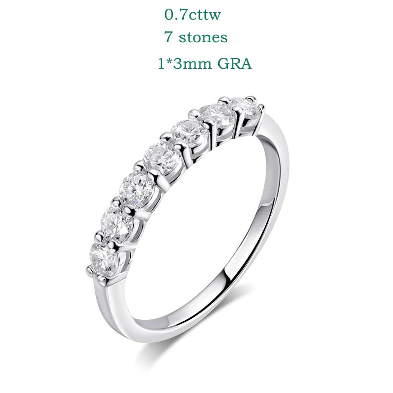 “0.7CT moissanite gemstone ring, 925 silver, stackable wedding band, white gold gift.”