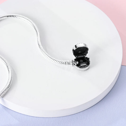 “MULA silver plated heart clasp snake chain bracelet, fits original charms, perfect gift.”