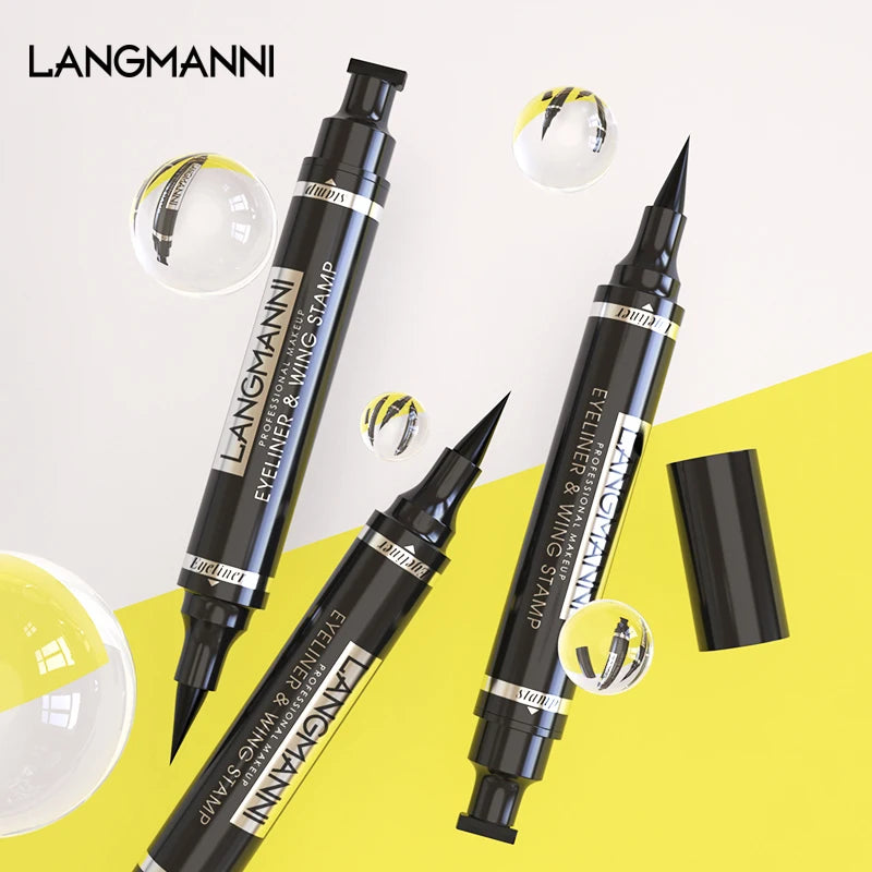 “Dual-Ended Waterproof Black Eyeliner Pen, Smudge-Proof, Long-Lasting, Precision Tip.”