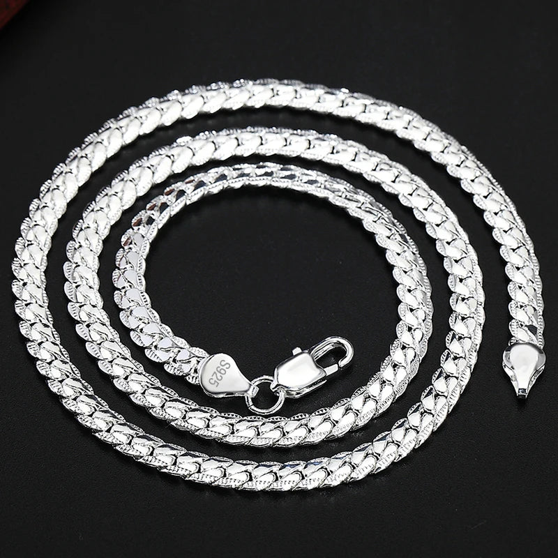 “925 Sterling Silver 6mm Side Chain Necklace - 16-24 Inch, Fashion Jewelry.”