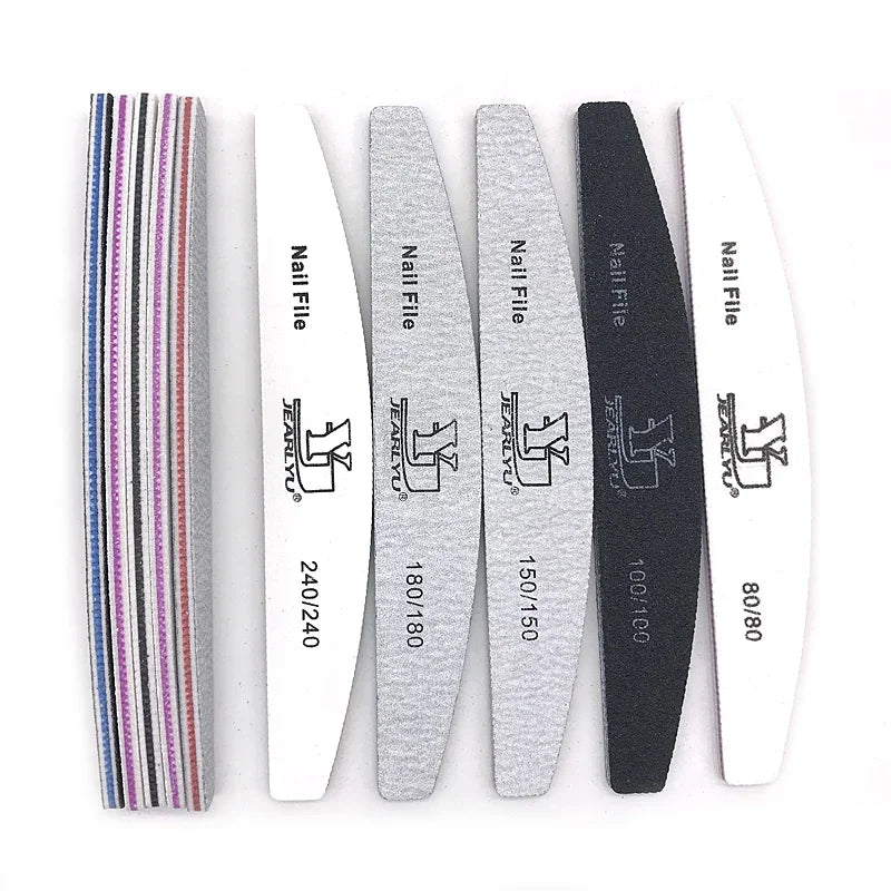 “5Pcs Professional Nail File Set, Mixed Grit for Shaping, Buffing, and Cuticle Care”