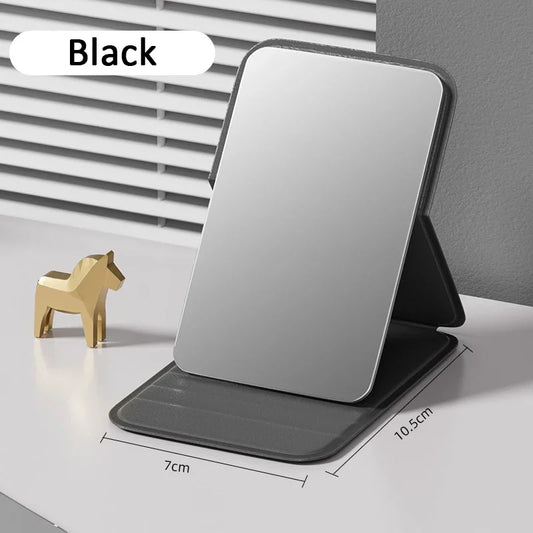 “Woman MINI Folding Portable Pocket Makeup Mirror Creative Solid Color Handle”