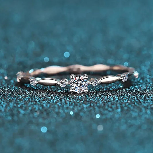 "D Color VVS1 Moissanite Ring for Women, Certified 925 Sterling Silver Engagement Gift."