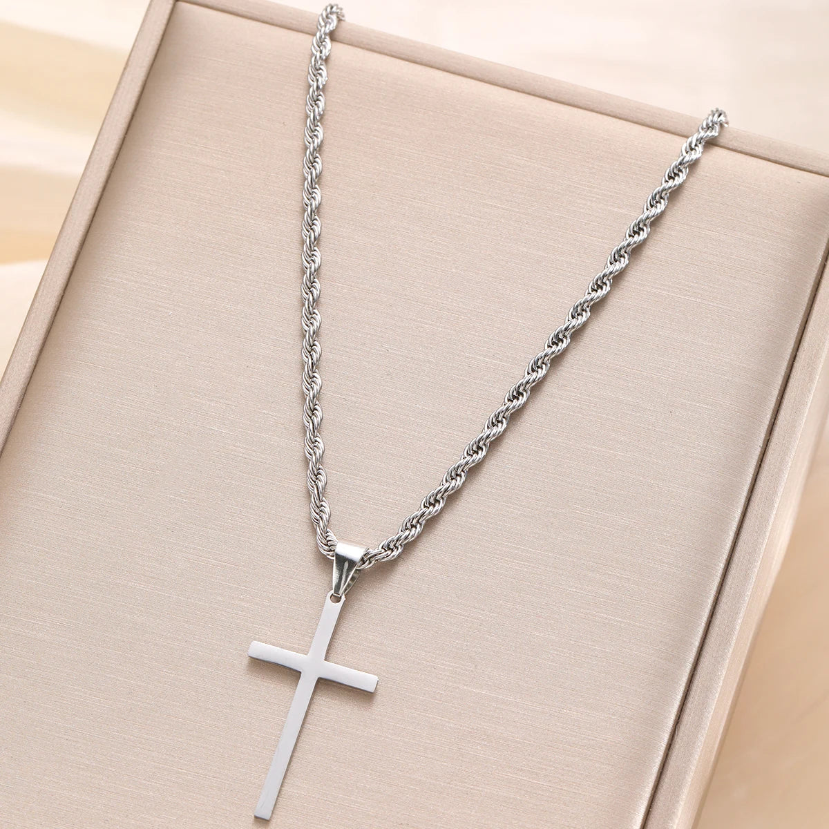 “Stainless Steel Cross Pendant Necklace for Men & Women - Gold Minimalist Jewelry.”