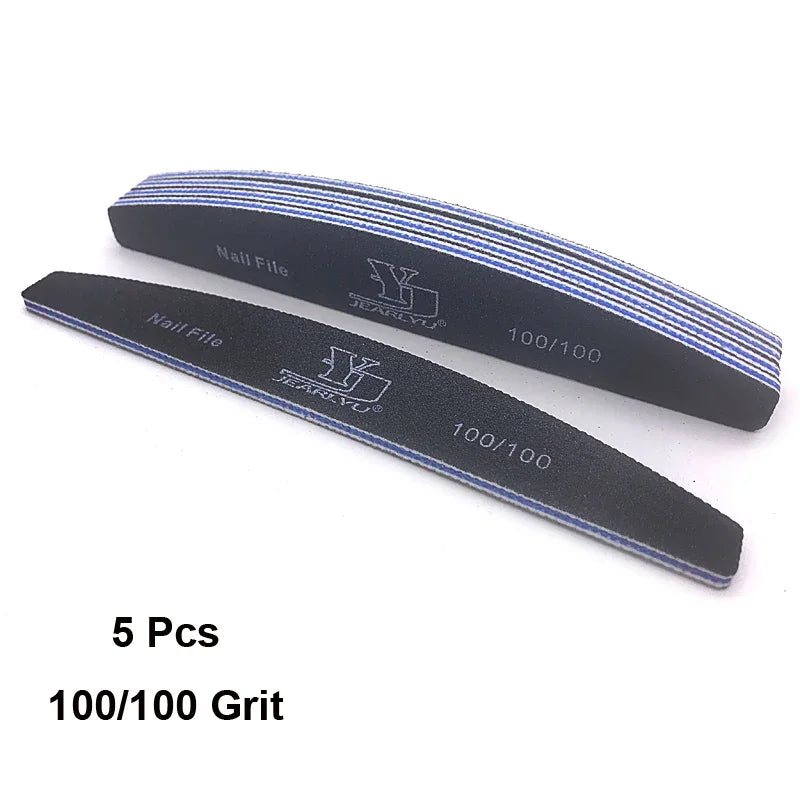 “5Pcs Professional Nail File Set, Mixed Grit for Shaping, Buffing, and Cuticle Care”