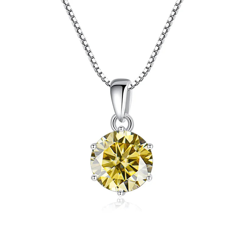 “1CT Real Moissanite Pendant Necklace, Royal Blue, Sterling Silver Wedding Jewelry.”
