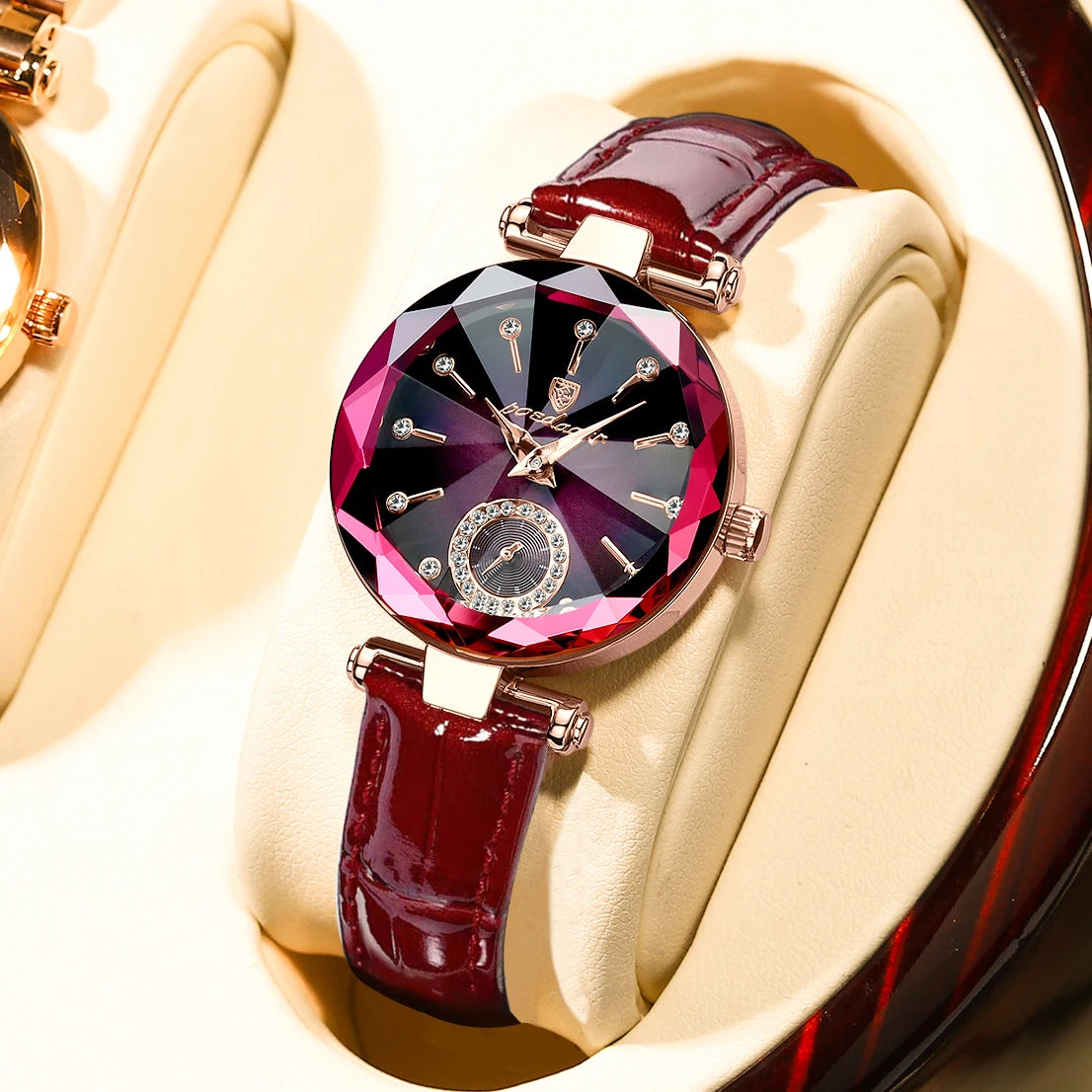 “Luxury Waterproof Leather Women’s Watch, Quartz Movement, Elegant Fashion Gift.”