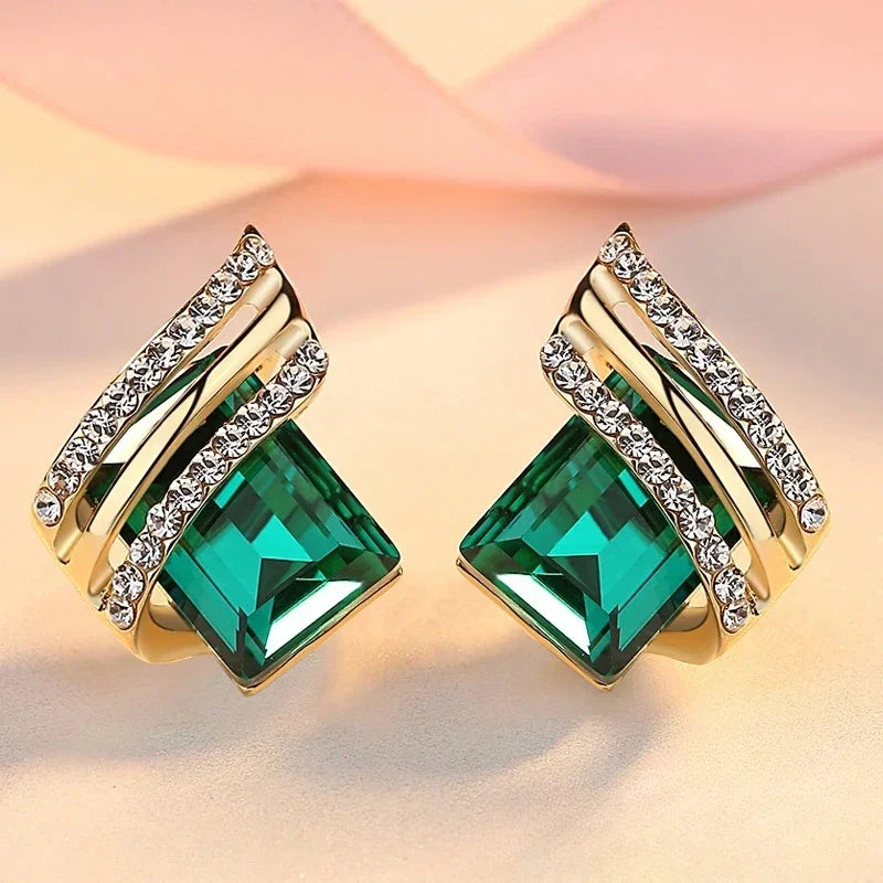 “Gold-Plated Zircon Earrings for Women - Elegant Anniversary Jewelry.”