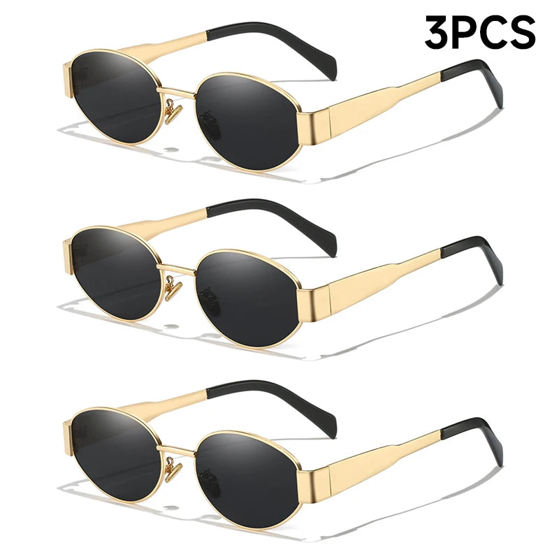 “UV400 oval sunglasses, unisex alloy frame, stylish and protective design.”