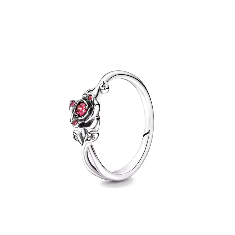 “Red heart 925 sterling silver ring, elegant jewelry for weddings and parties.”