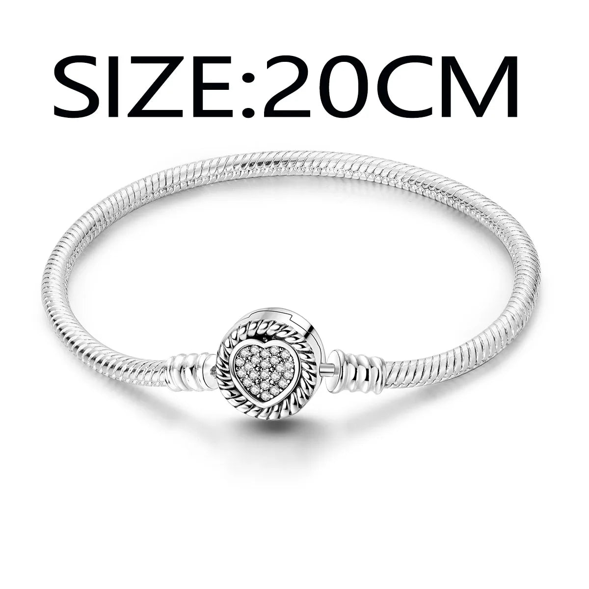 “MULA silver plated heart clasp snake chain bracelet, fits original charms, perfect gift.”