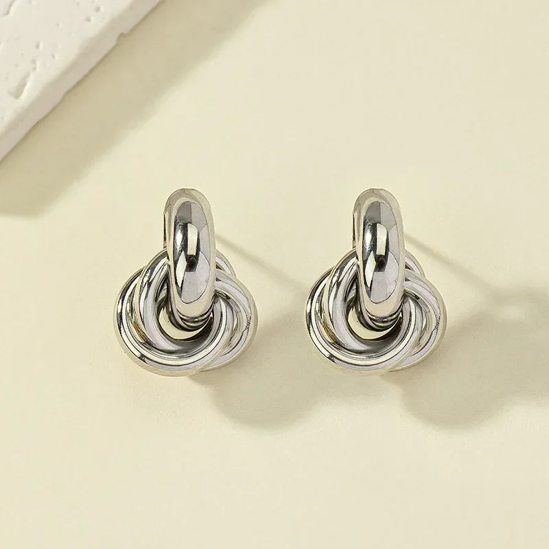 “Gold & Silver Knot Hoop Earrings – Trendy Twist Design, Shiny Plating for Daily Wear” - Dazzory
