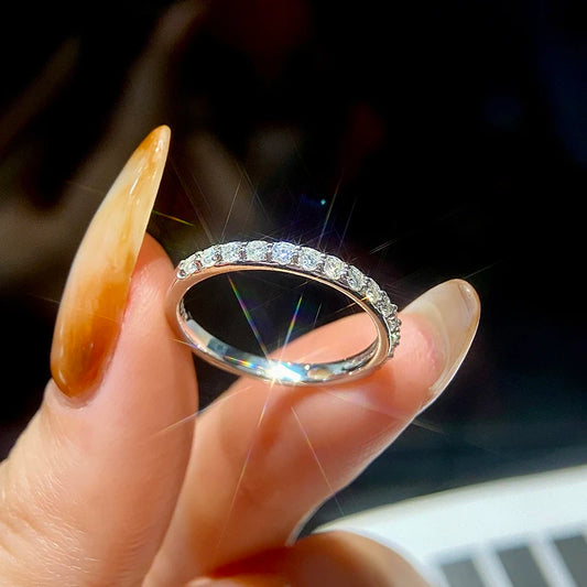 "GRA Tested Moissanite Ring, Matching Wedding Diamond Band for Women, 925 Sterling Silver Crown Ring."