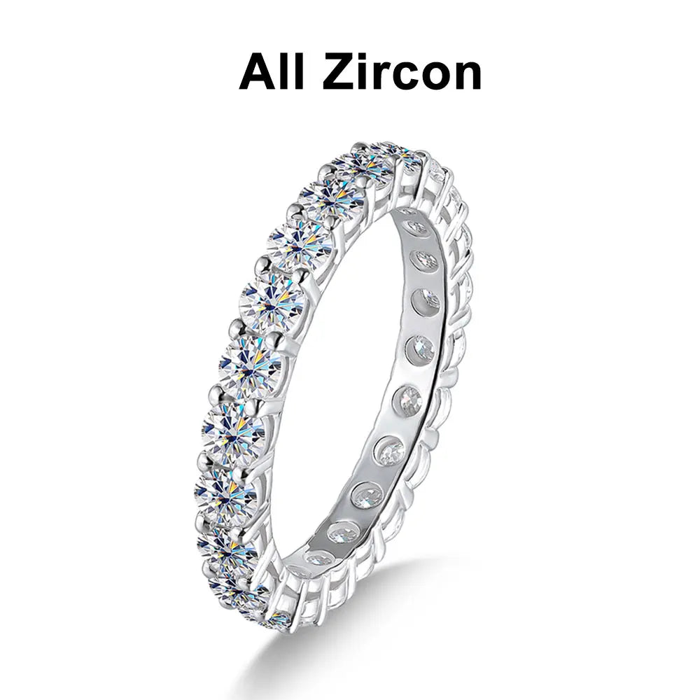“3mm round Moissanite ring, 18K white gold, sterling silver, wedding jewelry.”