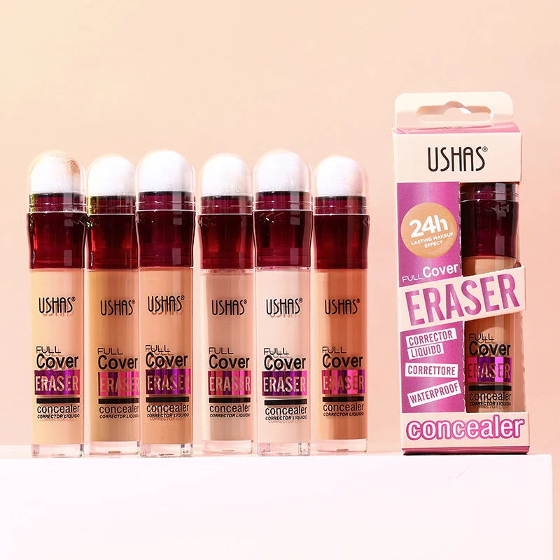 “Liquid concealer with sponge applicator, lightweight, moisturizing, multi-use, and long-lasting coverage.”