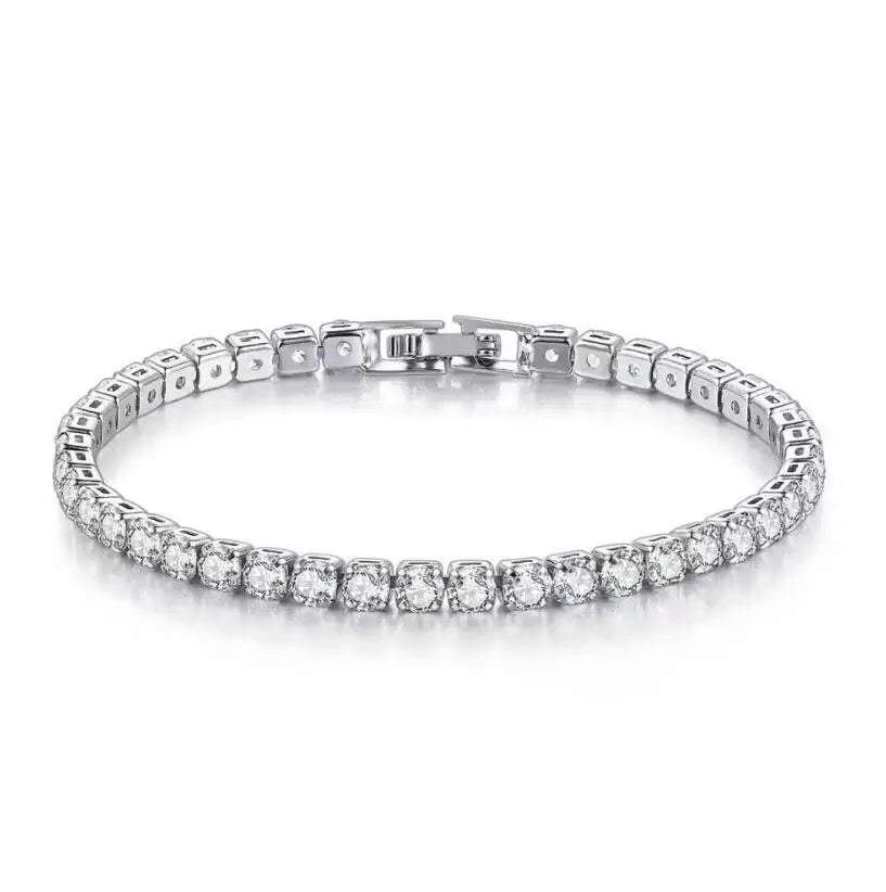 “3-5mm Real Moissanite Bracelet, Sparkling S925 Sterling Silver, Luxury Wedding Jewelry.”