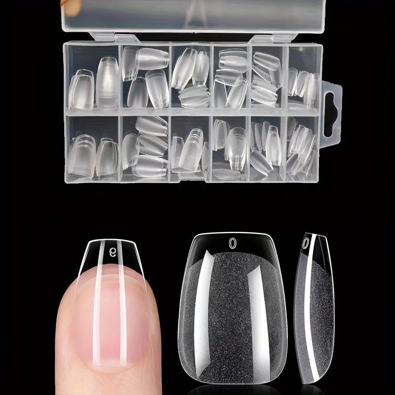 “120Pcs Full Cover Gel Nail Tips, Stiletto, Almond, Square, Coffin French Styles”