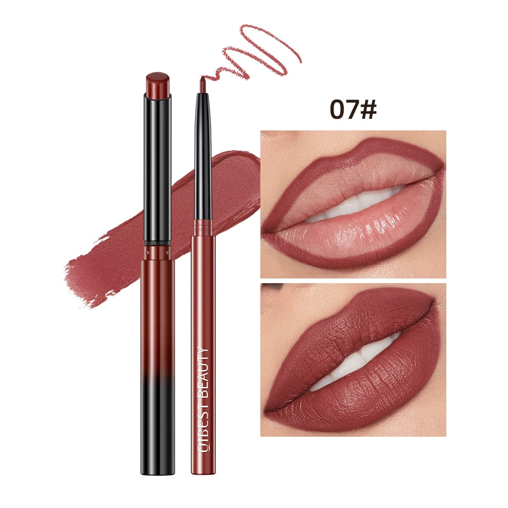 “QIBEST 2pcs Lipstick & Lipliner Pen Set – Matte Velvet Lip Liner, Long-Lasting Sexy Red Lipstick”