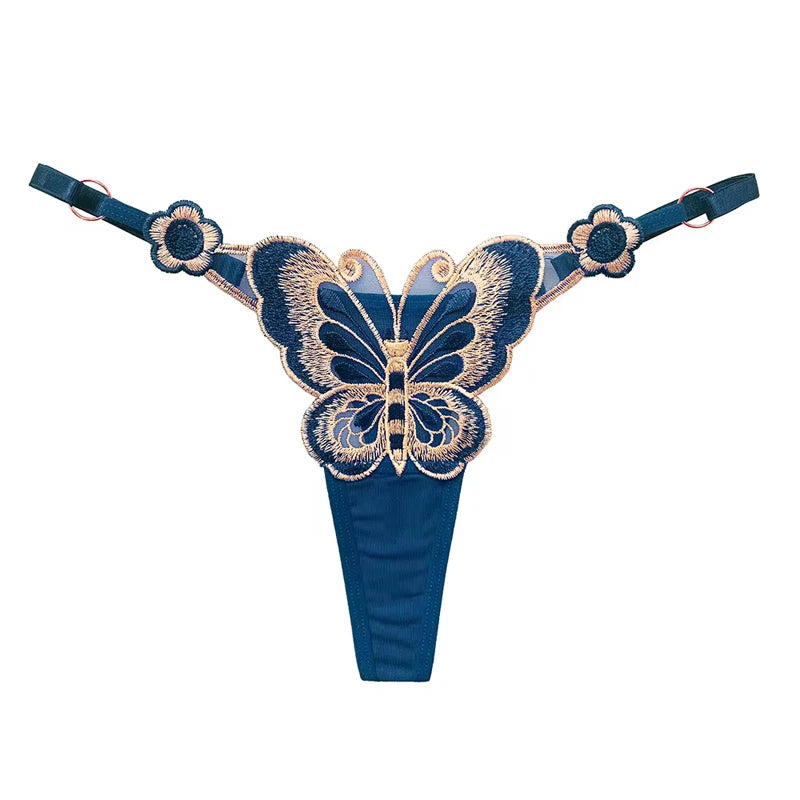“Sexy Lace Butterfly Thong - Transparent Mesh Low Waist G-String for Women.”