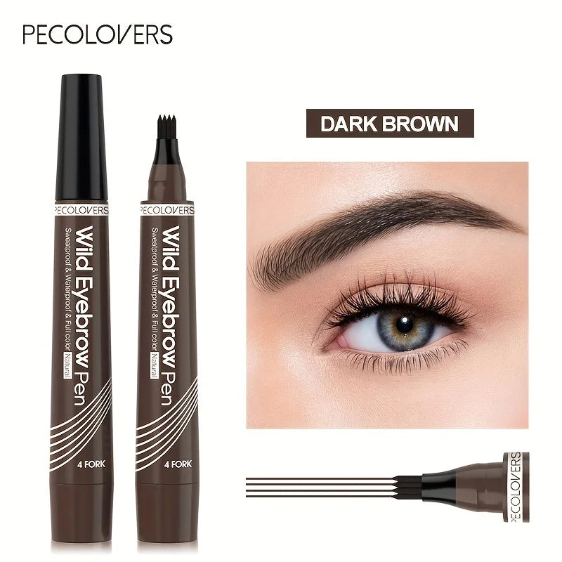 “Waterproof 4-Tip Eyebrow Pen – 6 Colors, Long-Lasting Tattoo Effect for Natural Brows”