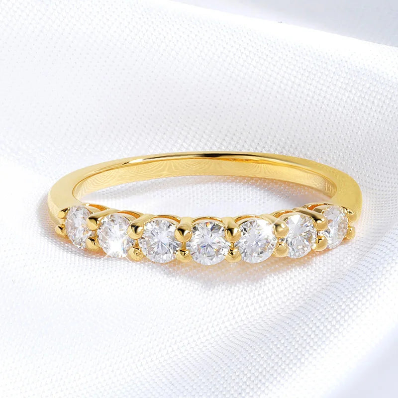 “0.7CT moissanite gemstone ring, 925 silver, stackable wedding band, white gold gift.”