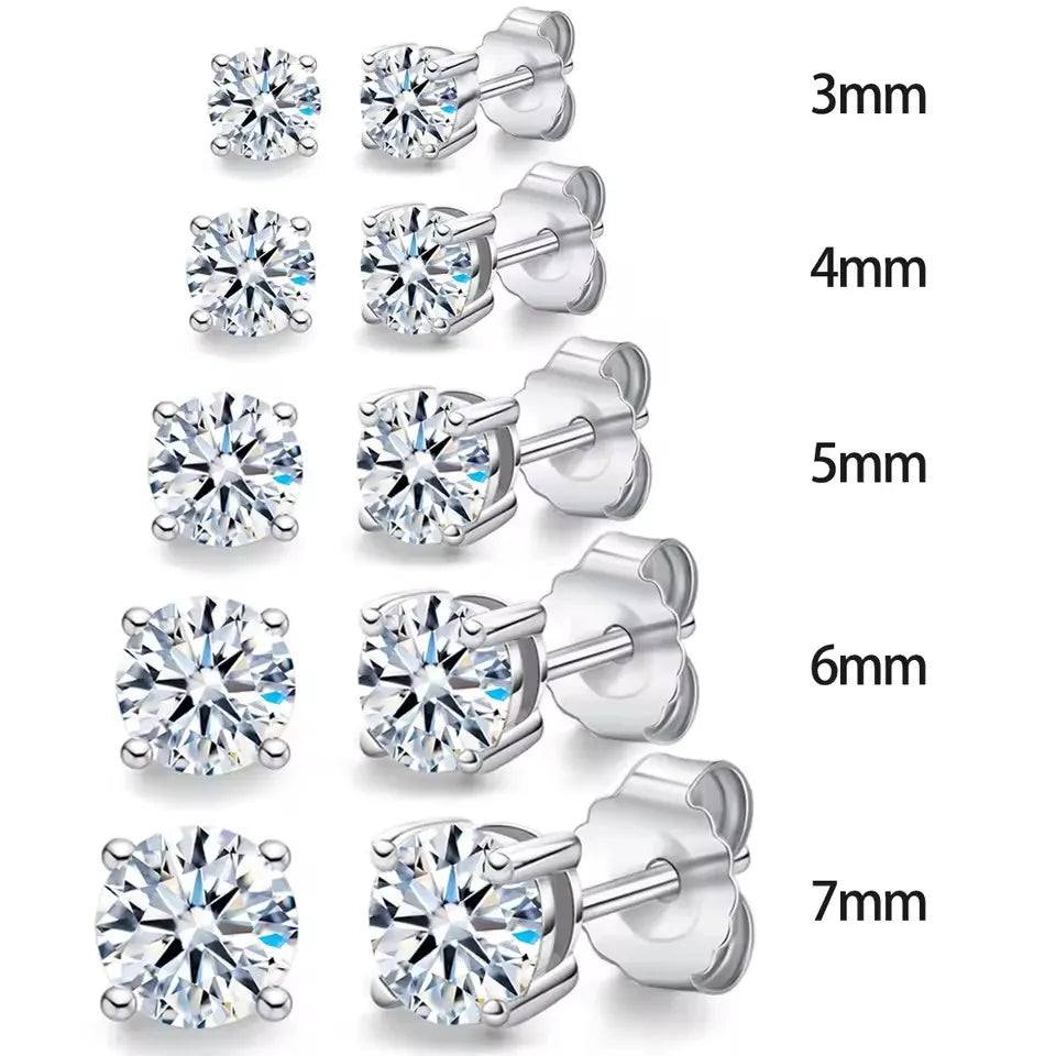 “0.1-3CT moissanite stud earrings, 925 silver, platinum plated, GRA certified wedding jewelry.”