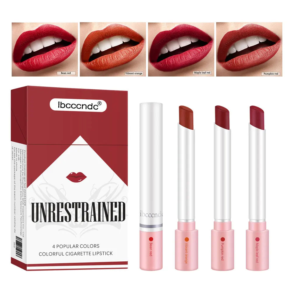 “4 pcs/set Long Lasting Matte Lipstick Set Waterproof Nude Lip Gloss Cosmetics”