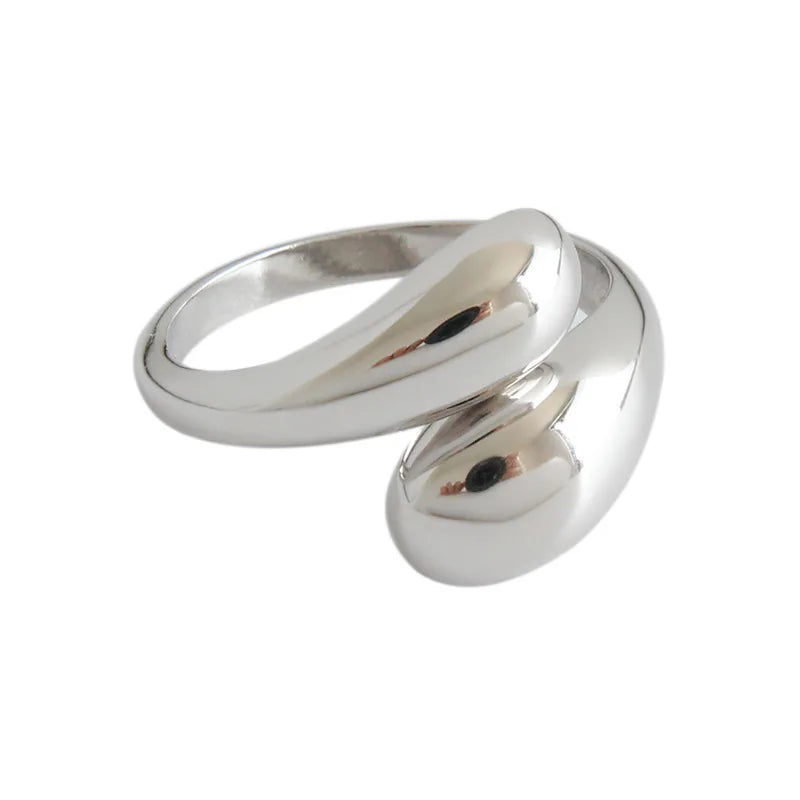 “Punk Water Drop Shaped Bracelet, Ring & Earring Set – Smooth, Versatile Fashion Jewelry for Women”