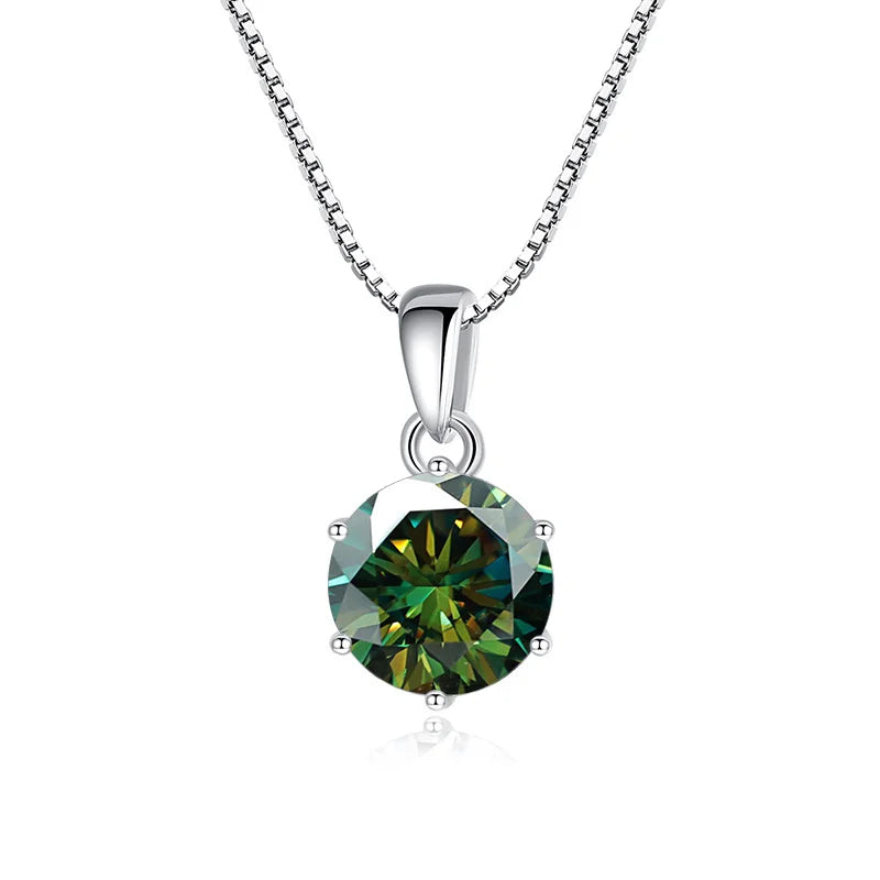 “1CT Real Moissanite Pendant Necklace, Royal Blue, Sterling Silver Wedding Jewelry.”