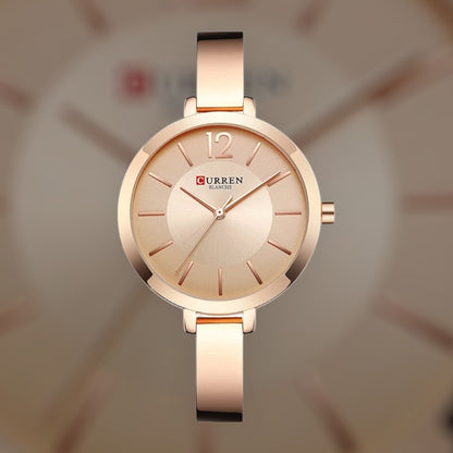 “Fashion Gold Women’s Watch, Stainless Steel, Ultra-Thin Quartz, Romantic Clock.”