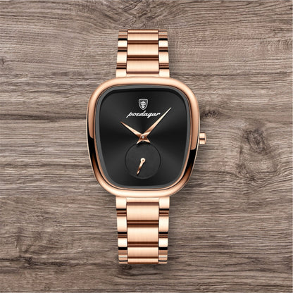 “Luxury Waterproof Stainless Steel Quartz Watch for Women, Elegant High-Quality Timepiece.”