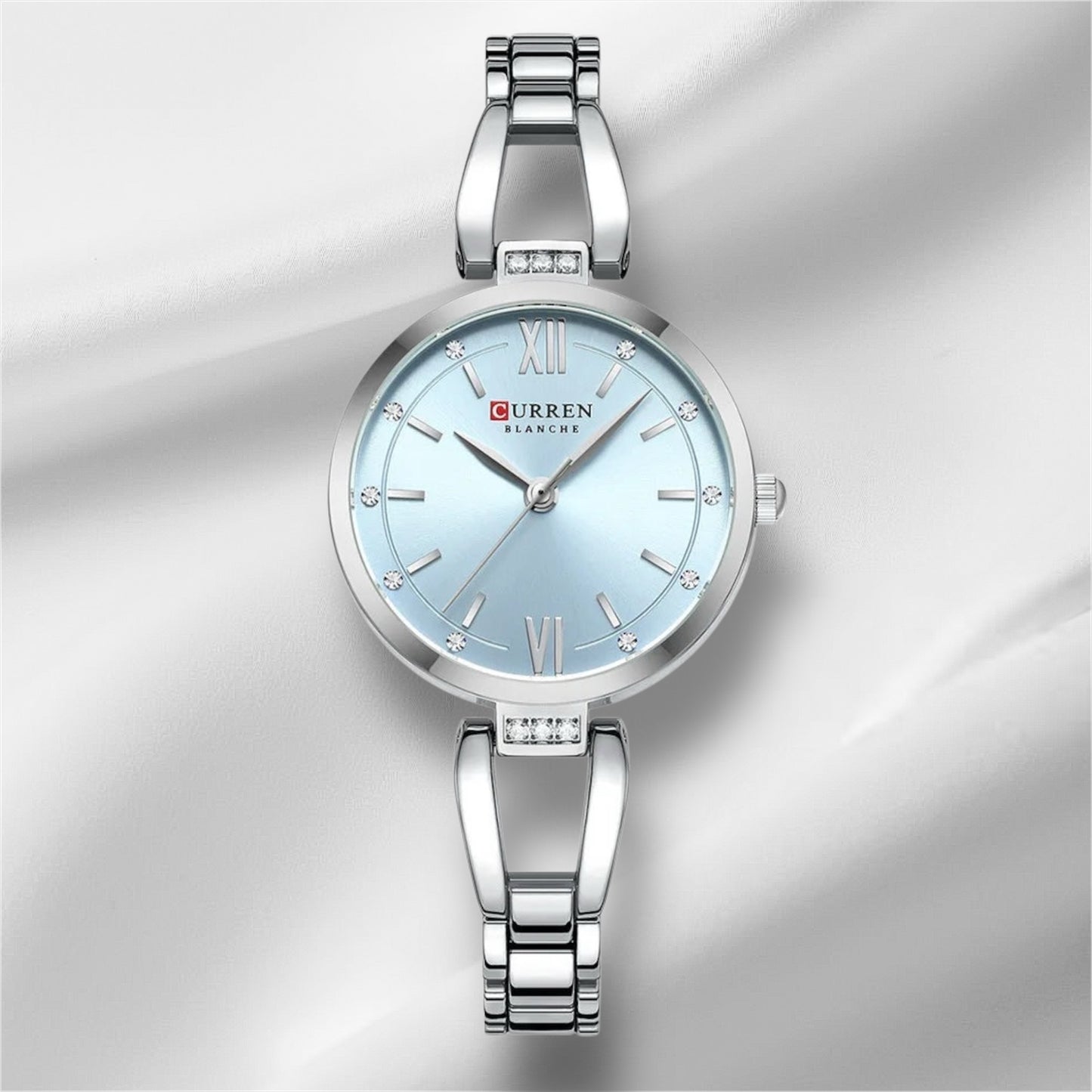 “Luxury Quartz Watch, Rhinestones, Stainless Steel Band, Fashionable Women’s Charming Wristwatch.”