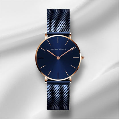 “Rose gold women’s bracelet watch, stainless steel mesh, simple, Japanese quartz.”