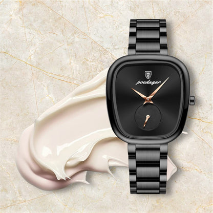 “Luxury Waterproof Stainless Steel Quartz Watch for Women, Elegant High-Quality Timepiece.”