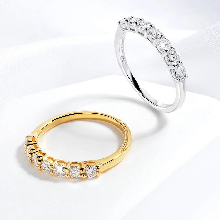 “0.7CT moissanite gemstone ring, 925 silver, stackable wedding band, white gold gift.”