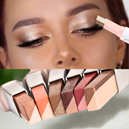 “2-in-1 waterproof highlighter and eyeshadow stick, long-lasting glitter eyeliner.”