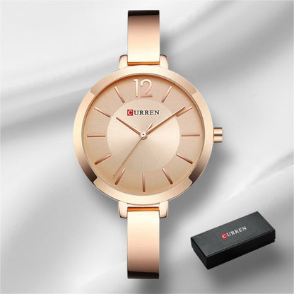 “Fashion Gold Women’s Watch, Stainless Steel, Ultra-Thin Quartz, Romantic Clock.”